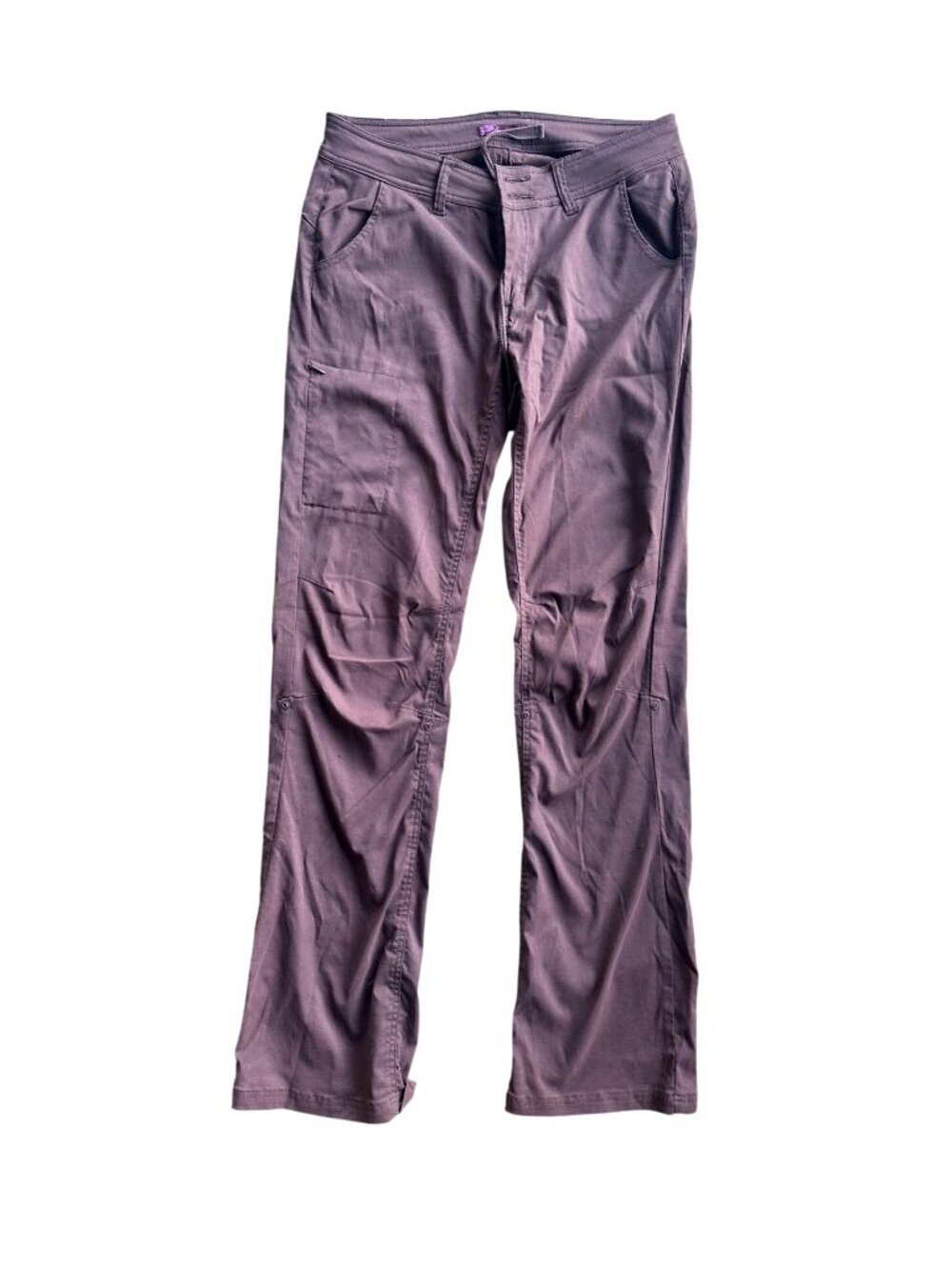 Prana Womens Tall Size 10 Brown Casual Pants With Pockets & Adjustable Waist